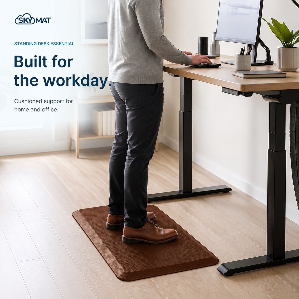 Sky Solutions Chocolate Brown mat — standing desk use