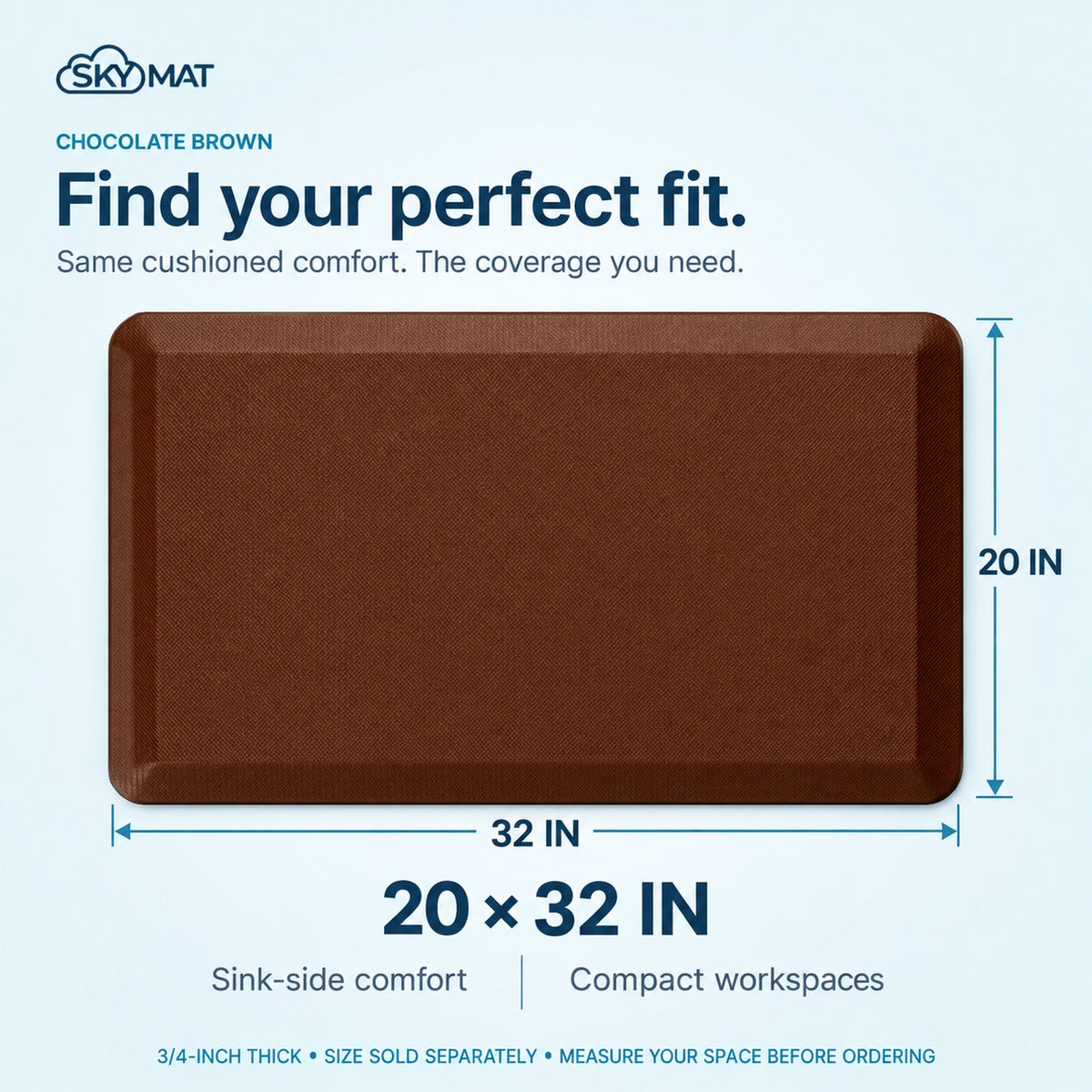 Sky Solutions Chocolate Brown mat — size and dimensions