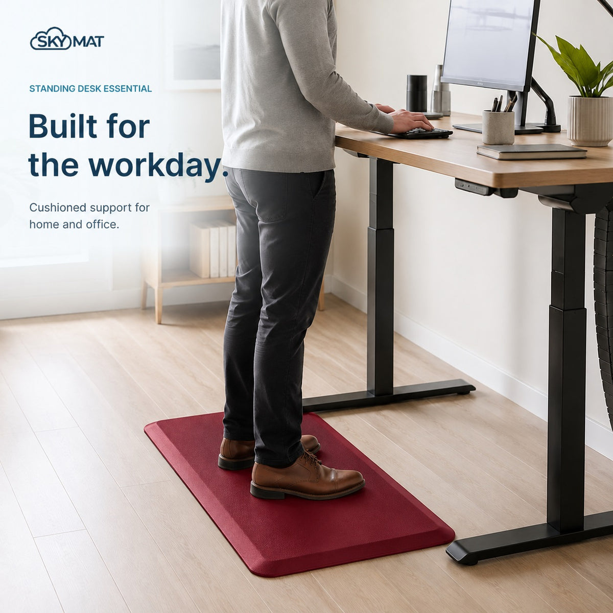Sky Solutions Burgundy mat — standing desk use