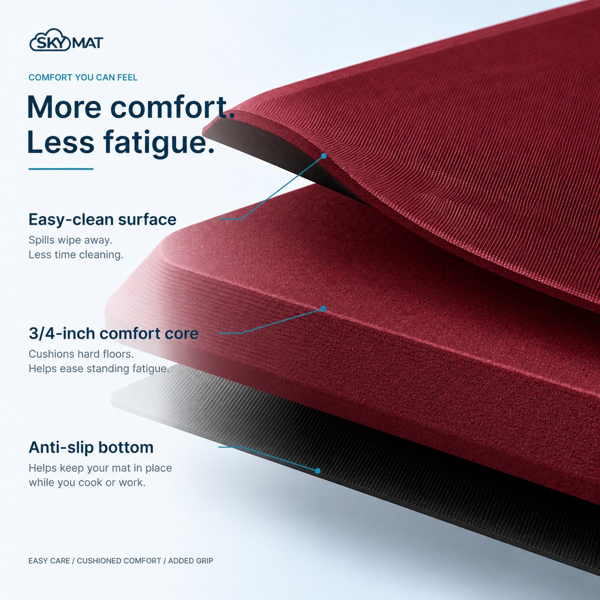 Sky Solutions Burgundy mat — cushioned comfort
