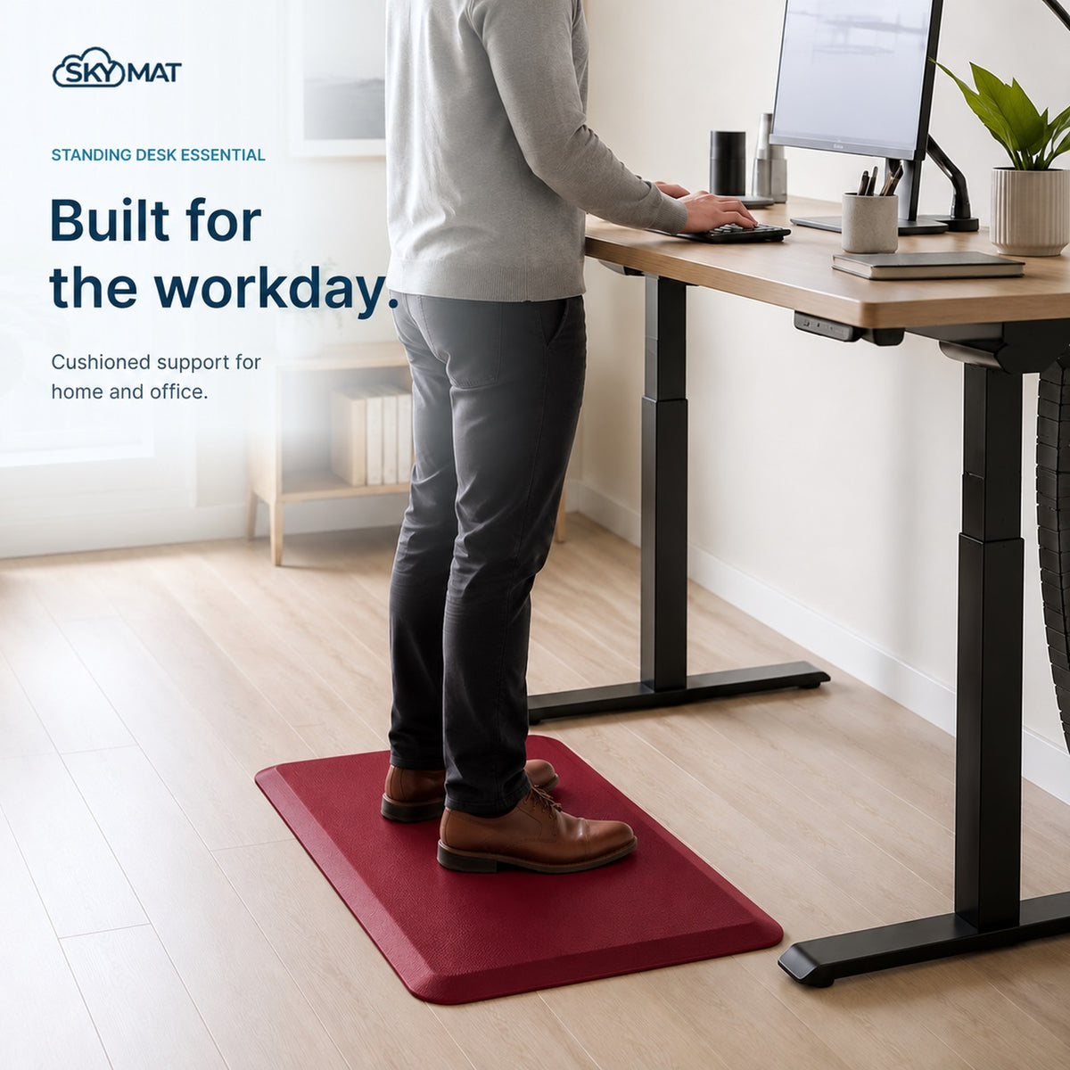 Sky Solutions Burgundy mat — standing desk use
