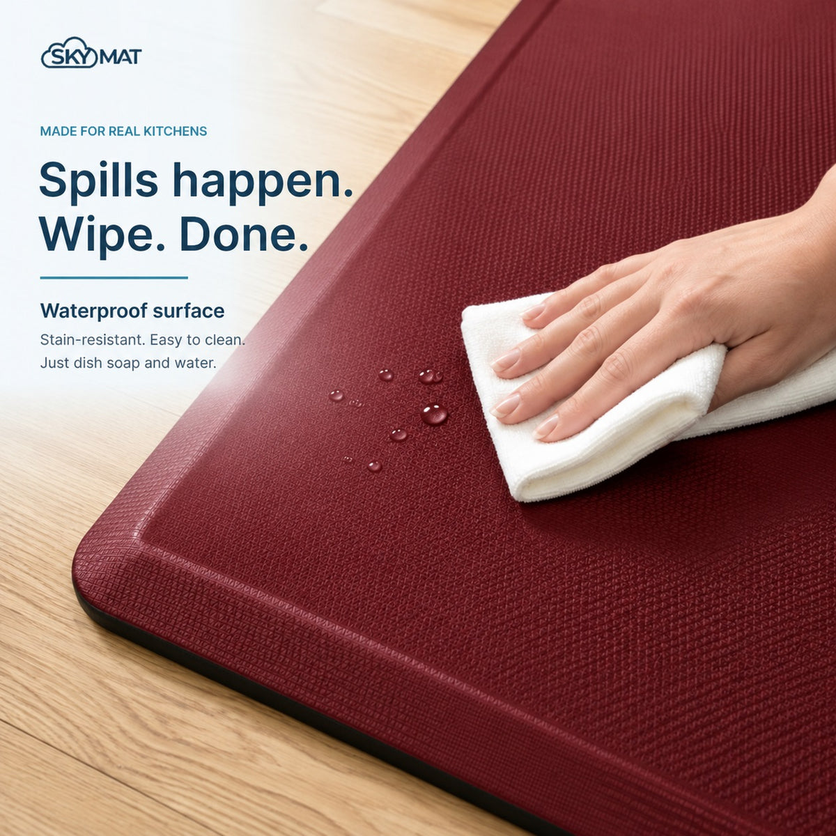 Sky Solutions Burgundy mat — memory foam detail