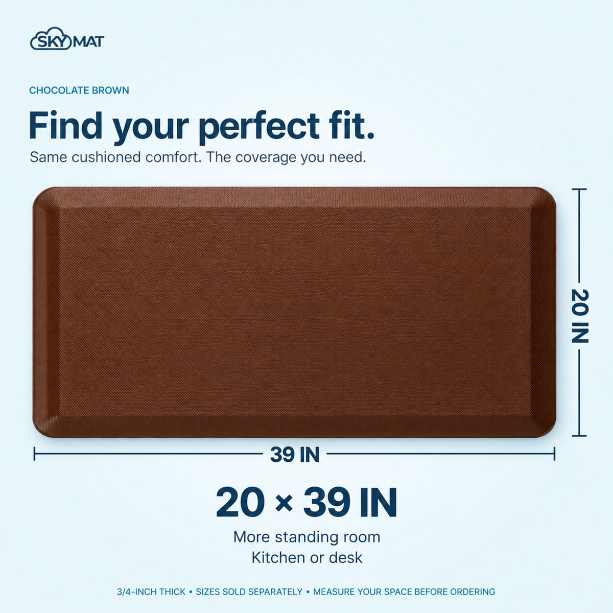Sky Solutions Chocolate Brown mat — size and dimensions