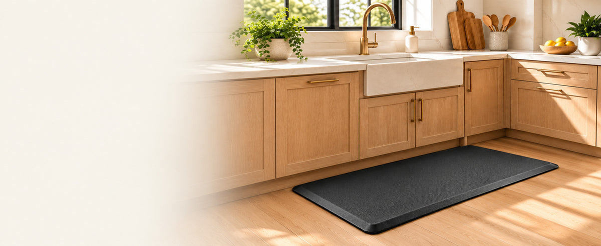 Black Sky Solutions mat beside a kitchen sink